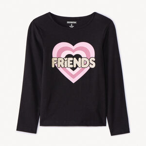 T-shirt met lange mouwen en glinsterende print voor meisjes 