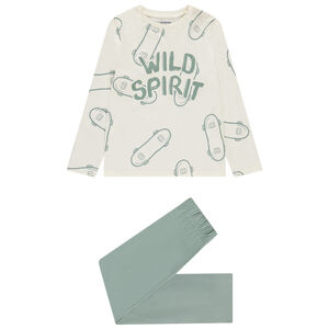 Set van pyjama in jersey met skates voor jongen 