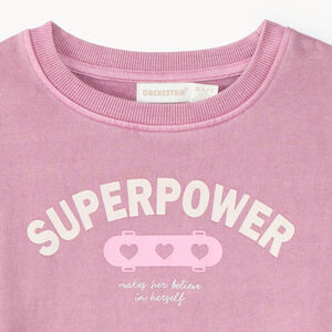 Oversized sweater voor meisje in vervaagd roze 