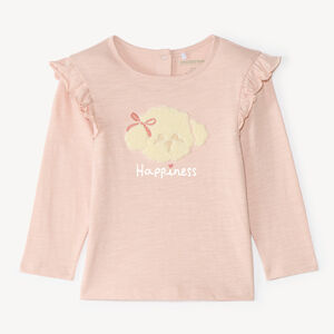 T-shirt manches longues bébé fille avec patch bouclette fantaisie 