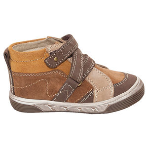 Bottillons en cuir avec scratch croisé 