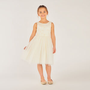 Robe de cérémonie en satin et tulle fleuri pour fille 