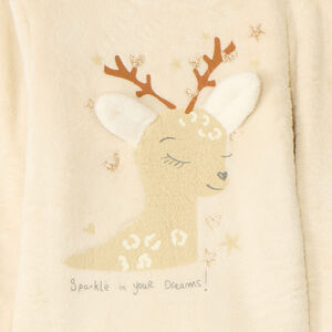 3-delig pyjamaset met fantasierijke rendierprint en écru oogmasker voor meisjes 