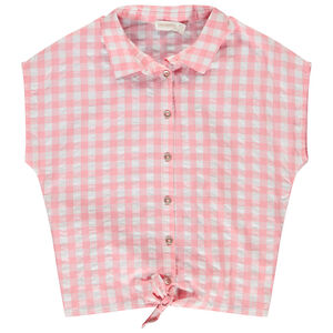 Blouse met knoopdetail in vichyruit voor meisjes 