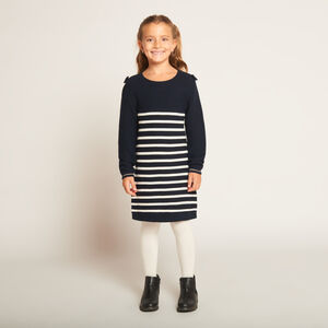 Robe en tricot effet marinière avec nœuds aux épaules pour fille 