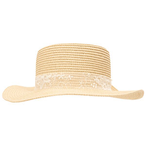 Canotier met geborduurd kanten lint voor meisjes 