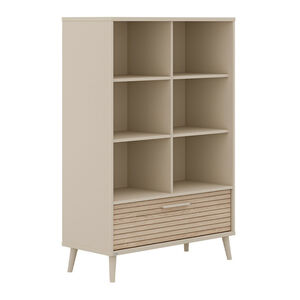 Bibliotheek met 6 compartimenten + lade Eefje Kasjmier Beige/Groovy Eikenhout 