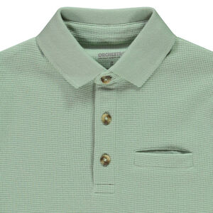 Poloshirt lange mouwen effen honingraat voor jongens 