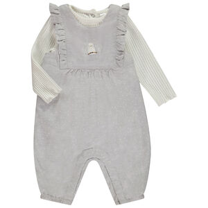 Ensemble t-shirt manches longues + salopette pour bébé fille 