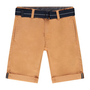 Bermuda uni en twill avec ceinture pour garçon 