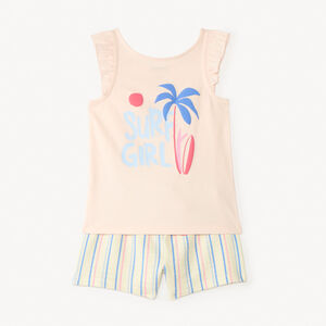 Ensemble 2 pièces débardeur + short motif surf pour fille 