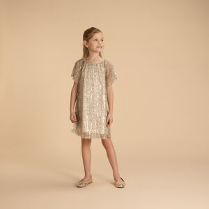 Robe de cérémonie à paillettes dorées pour fille 