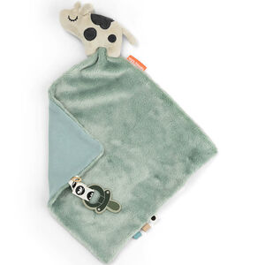 Couverture Doudou plat & attache sucette Dotti Bleu 28x28cm 