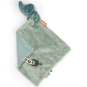 Couverture Doudou plat & attache sucette Elphee Bleu 28x28cm 