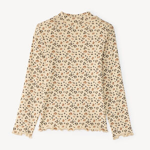 T-shirt met hoge hals voor meisjes met luipaardmotiv 