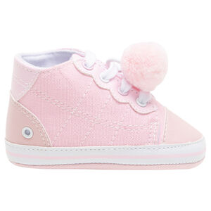 Sneakers van stof met veters en pompon voor meisjes 