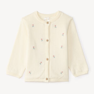 Gebreide meisjes baby gilet met geborduurde bloemen 