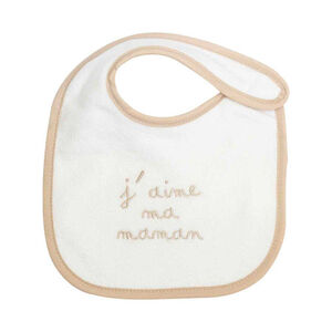 Lot de 6 bavoirs brodés 0/4m Mots Tendres Parents Ecru 