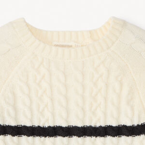 Gebreide trui met lange mouwen en zwart-witte marinière voor meisjes 