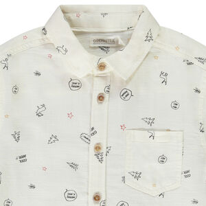 Lange mouwen popeline overhemd met fantasieprint voor jongens 