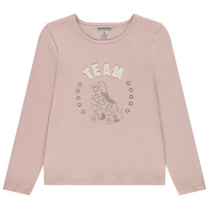 T-shirt manches longues print roller pailleté pour fille 