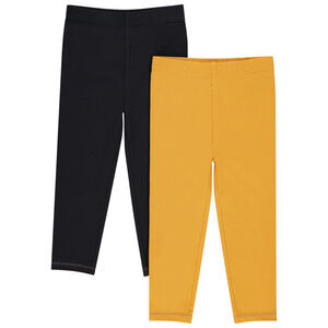 Set van 2 effen katoenen leggings voor meisjes 
