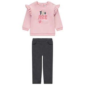 Ensemble Sweat fantaisie doublé en sherpa + jogging pour bébé fille 