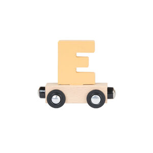 Houten wagon met de letter "E" - geel 