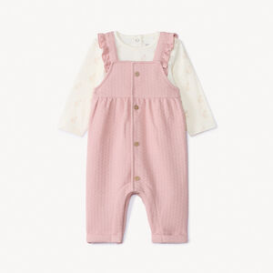 Ensemble 2 pièces avec salopette pointelle pour bébé fille 