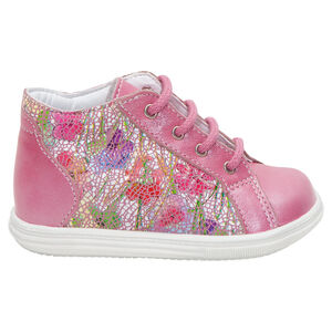 Bottillons en cuir avec empiècements à fleurs 