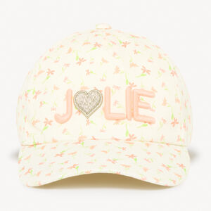 Casquette en twill imprimé fleurs et broderie "Jolie" pour bébé fille 