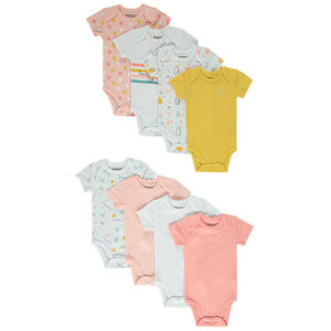 Lot de 8 bodies manches courtes en coton pour bébé fille 
