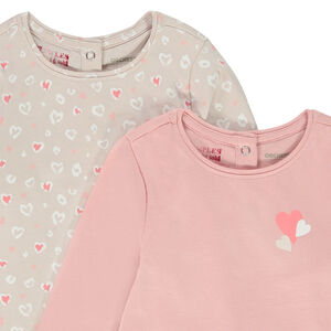 Lot de 2 t-shirts manches longues en jersey pour bébé fille 