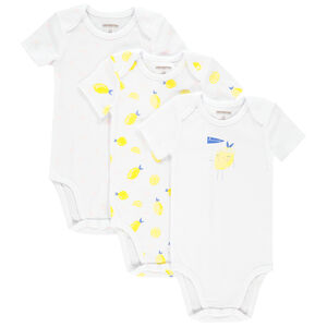 Lot de 3 bodies manches courtes en coton print citron 