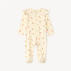 Donsbali in ribstof met rits en bedrukte teddybeer voor meisjes. 