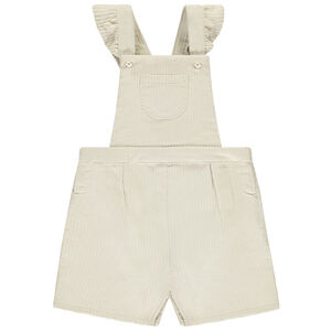 Salopette courte uni en velours pour bébé fille 