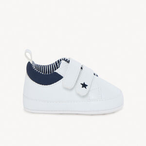 Lage sneakers met klittenband en gestreepte voering voor babyjongen 