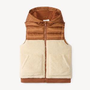 Mouwloze sherpa met capuchon voor jongens 