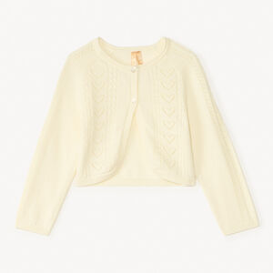 Boléro à manches longues en tricot ajouré pour bébé fille 