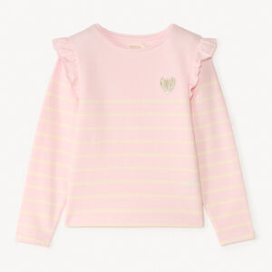 Fleece gestreept shirt met geborduurd hart voor meisjes 