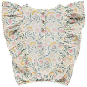 Top met ruche van gaas met bloemen meisjes 