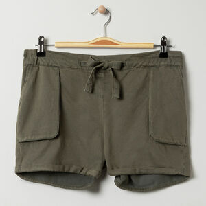 Korte zwangerschapsbroek van stof met lage taille 