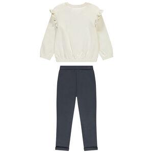 Ensemble jogging avec sweat volanté fille 