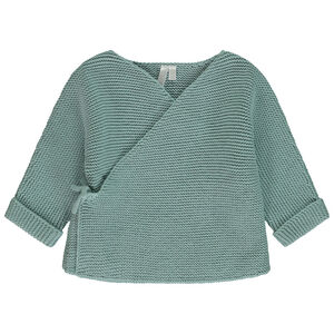 Gebreid vest in schuim steek met cache-coeur effect 