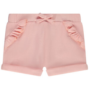 Korte broek van badstof met ruches zakken voor baby meisje 