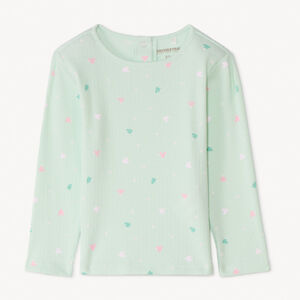 Langarmig geribd T-shirt met print voor babymeisjes 