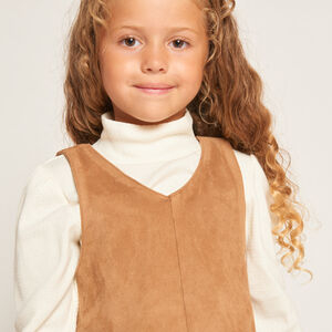 Robe sans manches doublée effet daim pour fille  