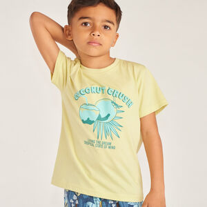 T-shirt met korte mouwen met kokosnootprint voor jongens 