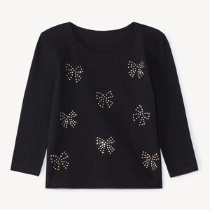 T-shirt met lange mouwen en strass knoop voor meisjes 