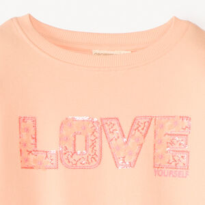 Sweat en molleton print Love à sequins fille 